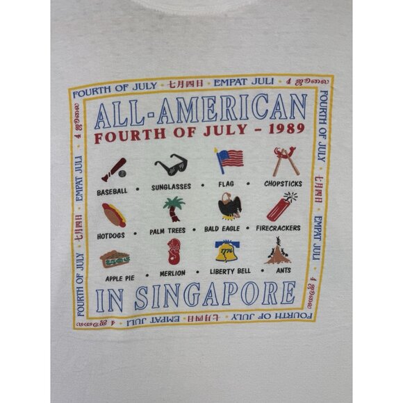 Vintage 1989 All American Fourth Of July In Singapore Art Shirt Promo Rare Tee - Picture 4 of 15